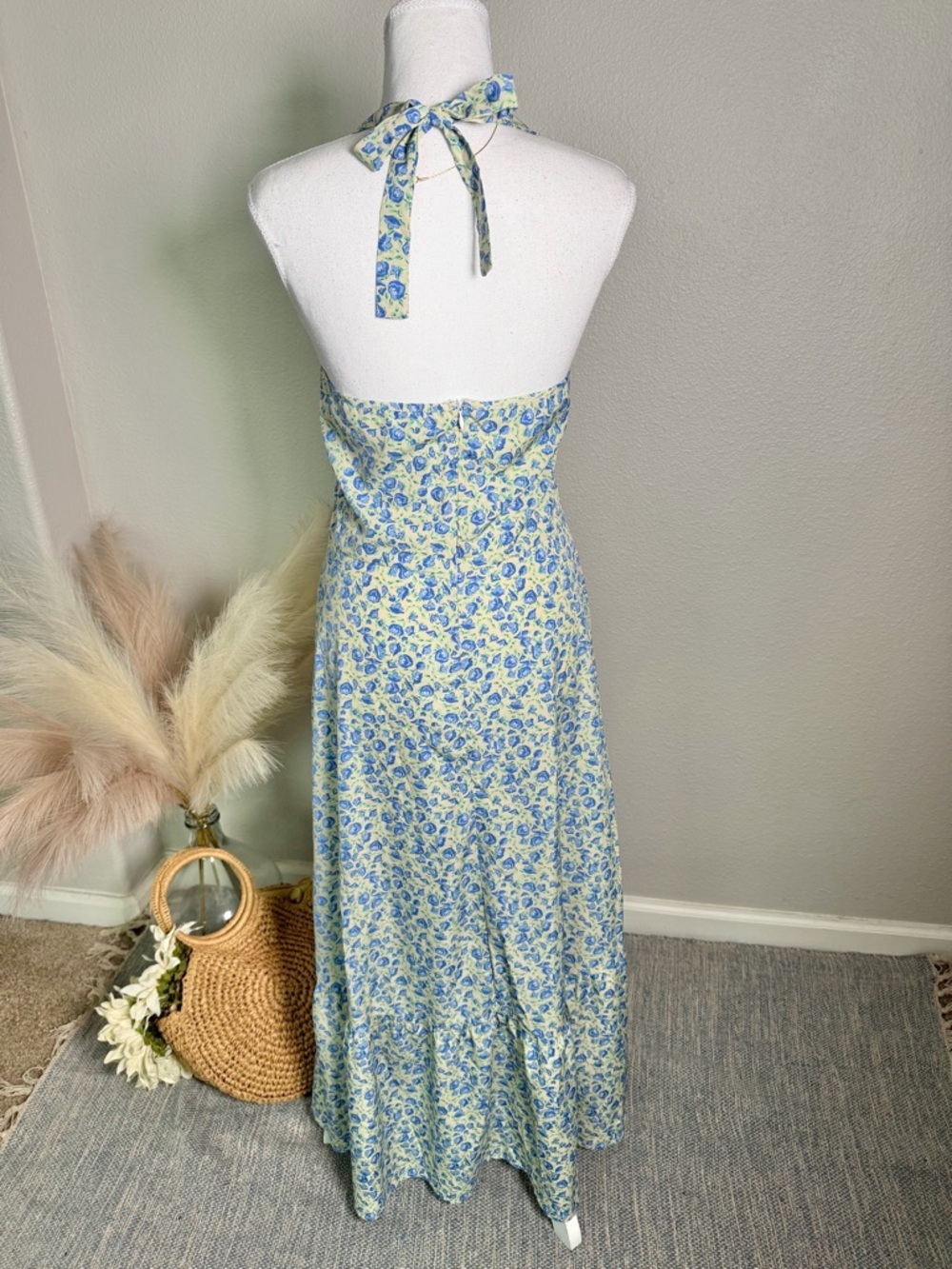 Blue Floral Sundress with Smocked Bodice - Picture 7 of 12